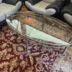 Brushed Gold Metal & Glass Coffee Table