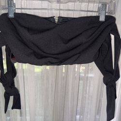 Hot Miami Styles Black Tie-Sleeve Crop Top - Size Small - NWT