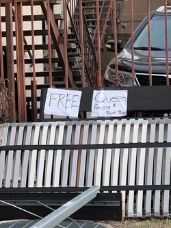 Free queen frame bed left by neighbor
