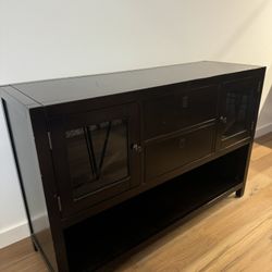 Dark Brown Wood Cabinet With Drawers