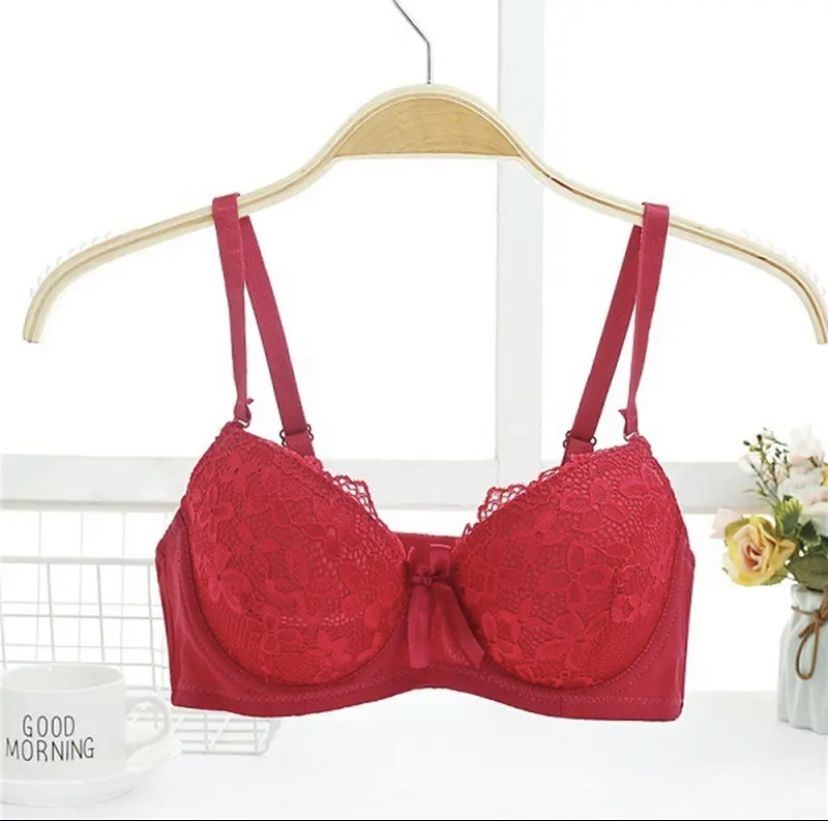 Sexy Bra Women Bralette Adjusted Straps Push Up Lace Lingerie Solid Underwear Plus Size Massage Bras For Women Intimates W3  Color: red Size: 80B/36 B