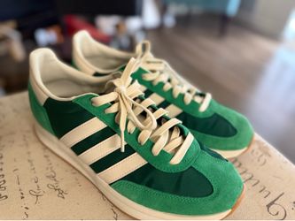 Green and White Adidas track tennis