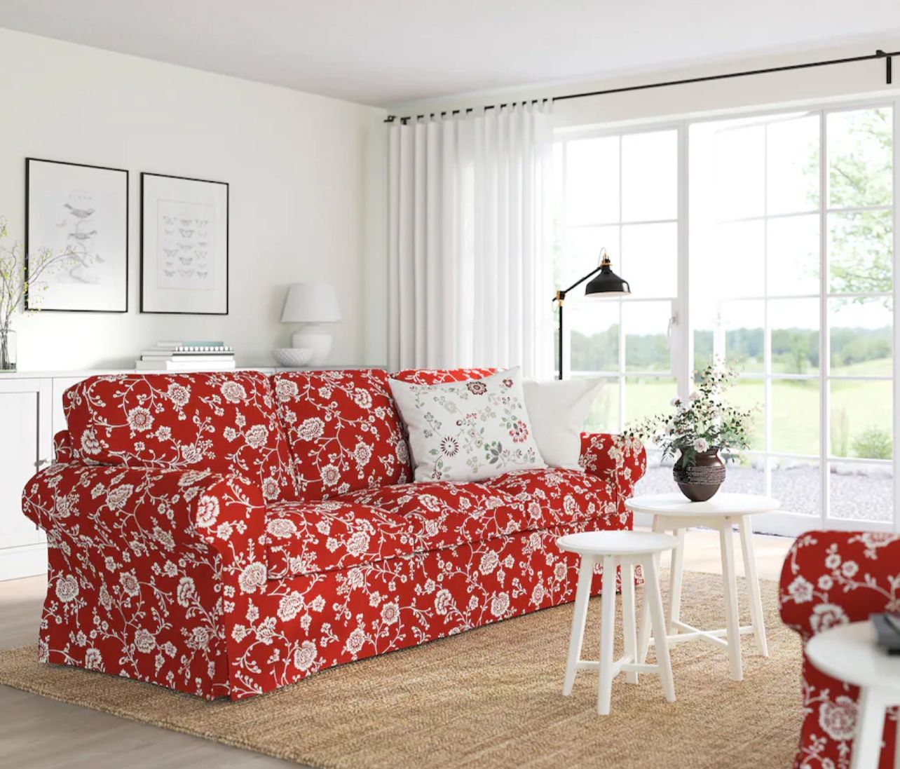Unused IKEA Uppland Floral Sofa Cover – Red & White (Virestad)!