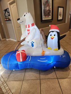 Christmas 6ft Polar Bear Fishing Inflatable 