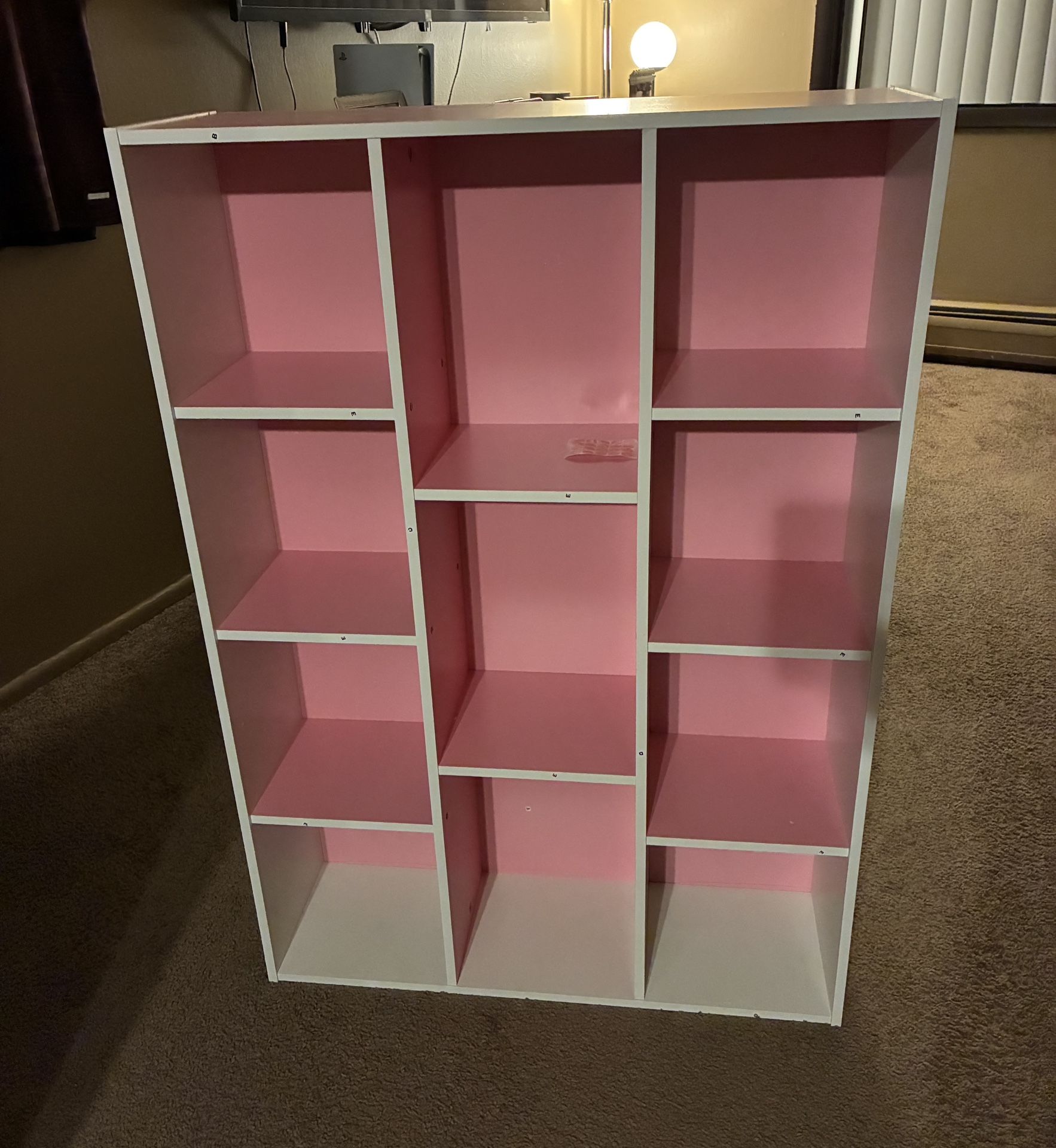 NEW Bookcase / Book / Storage , 11-Cube, White/Pink