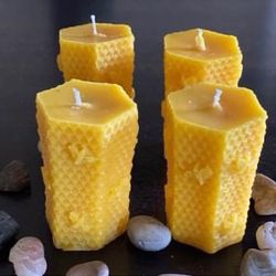 (6) Honeycomb Beeswax Candles Honey Scented 
