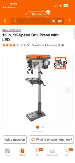 15 in. 12-Speed Drill Press with LED