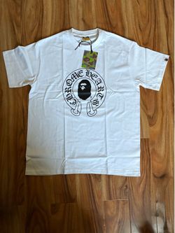White chrome heart x bape shirt