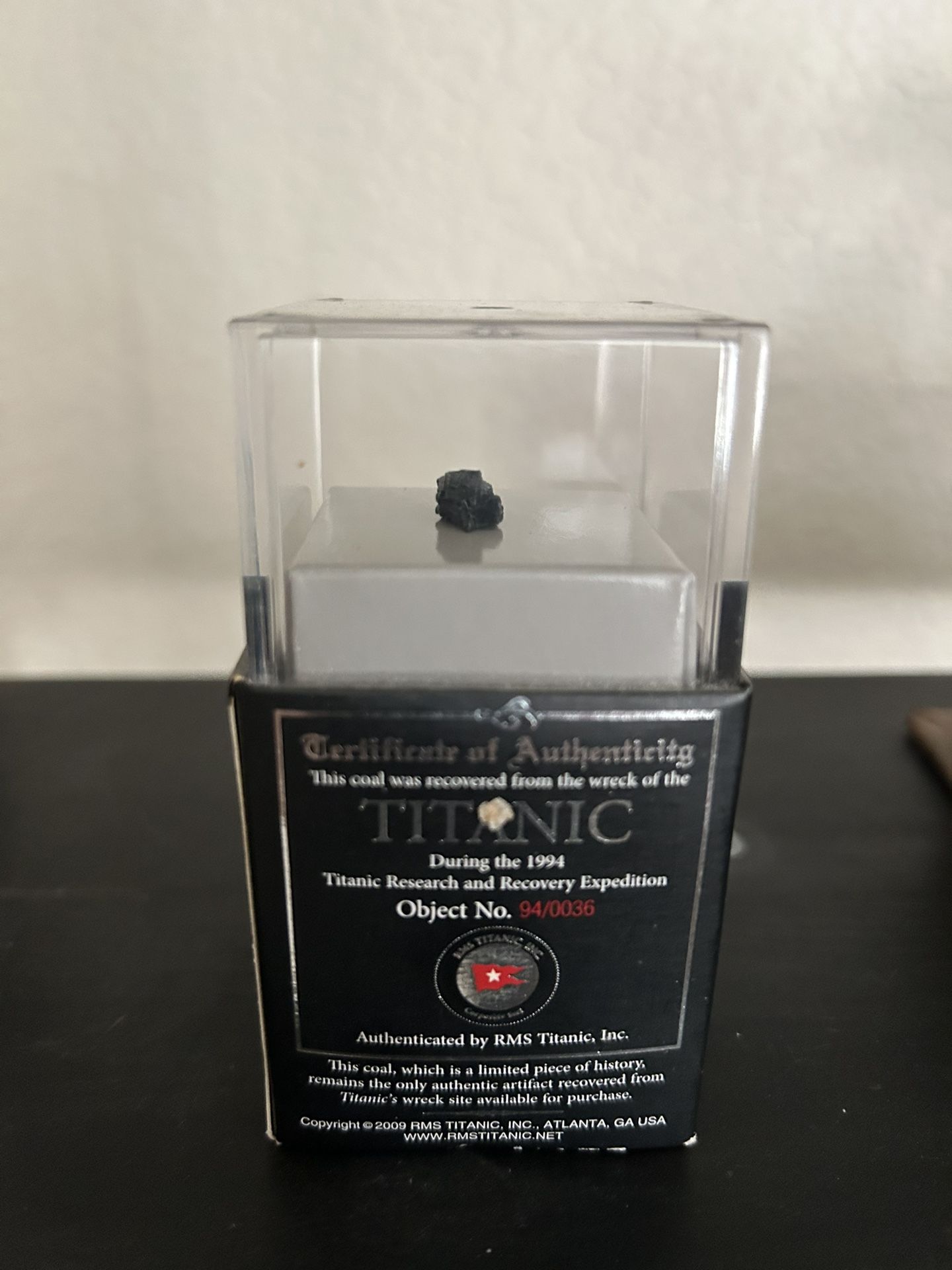 Authentic Piece Of Coal From The Titanic.
