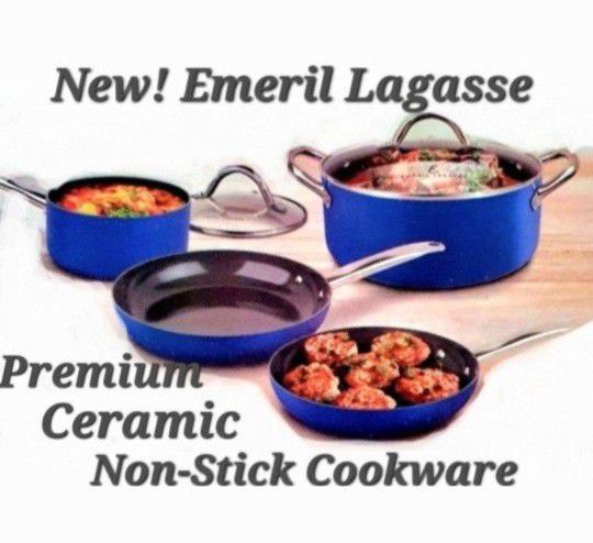 Emeril Lagasse Premium Ceramic Nonstick Cookware 1.5 QT Sauce Pan With Lid  Blue