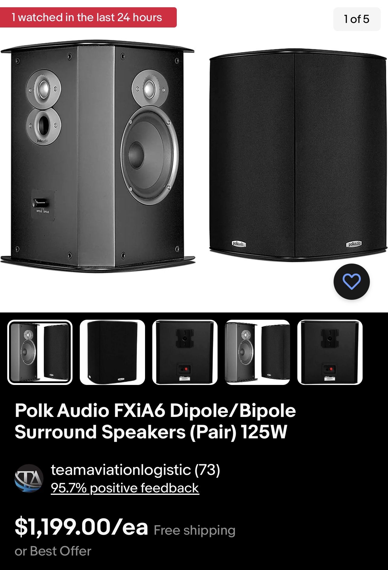 Polk Audio FXiA6 Dipole/Bipole Surround Speakers (Pair) 125W
