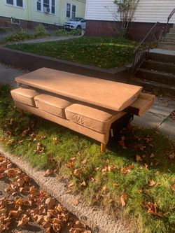 Mid-Century Sleeper Sofa with Wood Legs