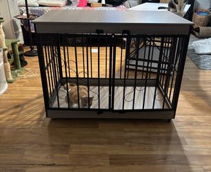 Large Dog Crate Furniture with Wood Top