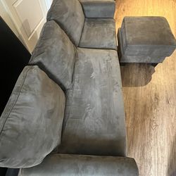 Grey Couch With Ottoman 