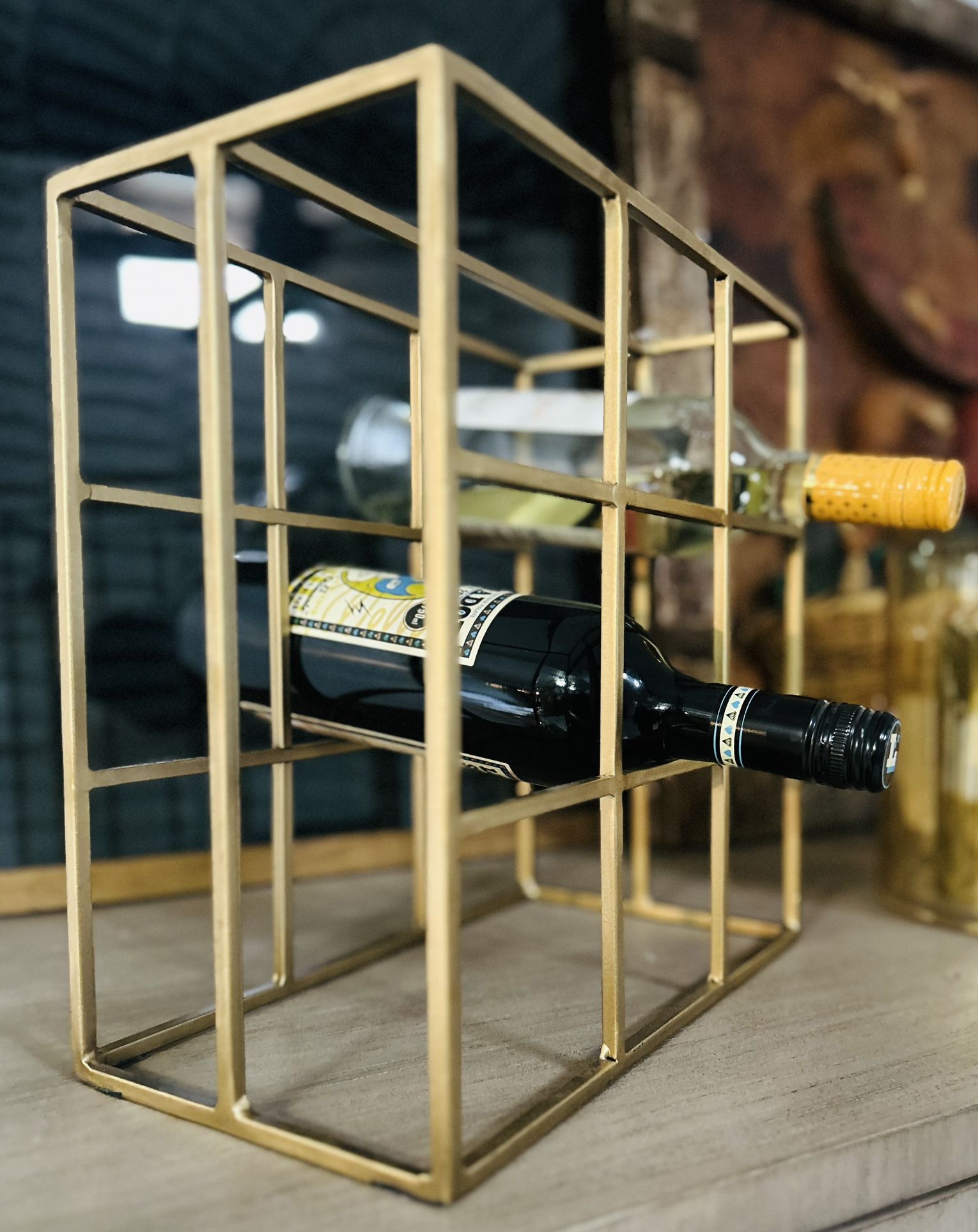New Gold Metal Wine Rack Home Decor Accessory Organization 