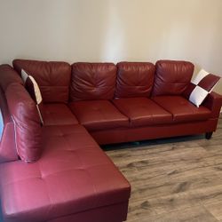 Red Sectional Couch 