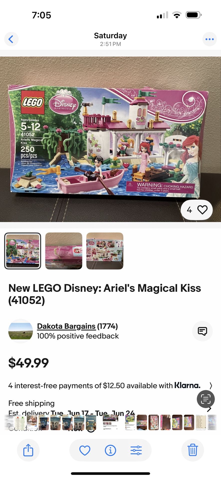Lego Disney Princess (Ariel Magical Kiss ) 250 Pcs. And Lego Friends (Stephanie Soccer Practice) 80pcs. Age 5-12 Ages