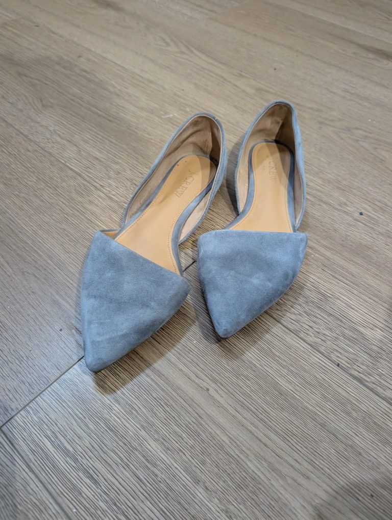 J.Crew Factory Zoe suede d'Orsay flats - Slate Blue, 6.5