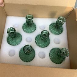Green Glass Candle Holder Bundle