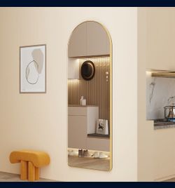 Arched Full Length Mirror, L67’’W25.6’’ Floor Mirror with Stand, Arched Wall Mirror Full Length, Large Standing Mirror Full Length, Wall-Mounted Mirro