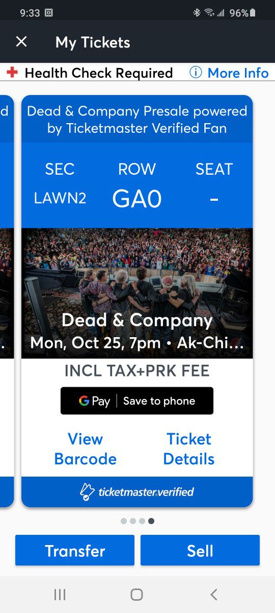 Dead & Co Ticket Oct. 25