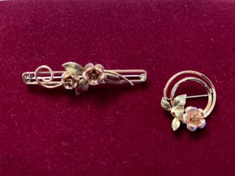 Krementz Rose Brooch Set 