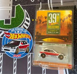 Hot Wheels 2025 39th LA Convention 99 HONDA CIVIC TYPE R EK9 + PATCH