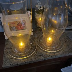 Glass centerpiece (2) - 12 inches high - Great For Candles