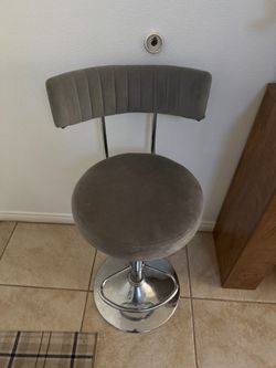 Gray Velvet Adjustable Bar Stool