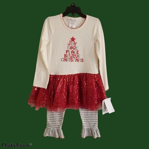 Bonnie Jean Christmas Tree Dress / leggings + 6 Girls + NWT

