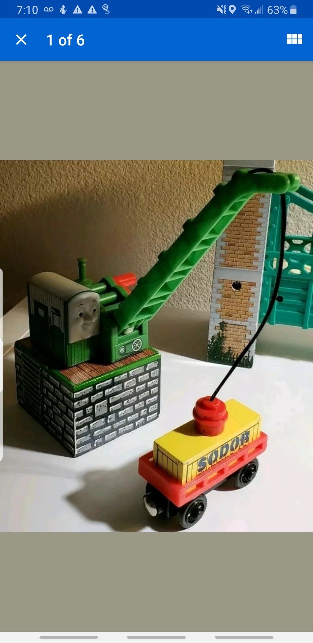 VERY RARE 2008 COLIN THE CRANE & Red Cargo Car! Thomas & Friends wooden Railway