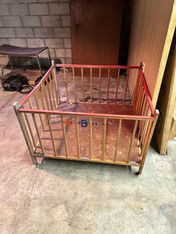 Vintage Wooden Baby Playpen