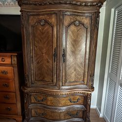 Vintage Antique Armoire Wooden Wardrobe Media Cabinet
