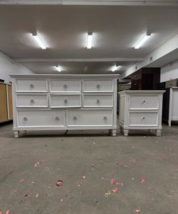 White 8 Drawer Dresser & 1 Matching Nightstand