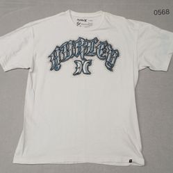 Hurley (XL) White Crew Neck Graphic Print Short Sleeve T-shirt