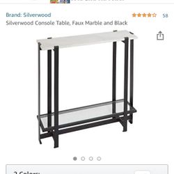 Silverwood Console Table, Faux Marble and Black