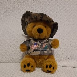 Bear Plush OEF Afghanistan Camo Shirt And Bucket Hat 8" Height 