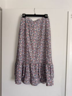 Floral Mdi Skirt - Blue and Pink