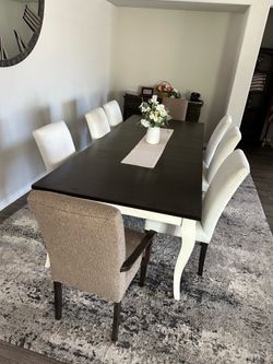 Wood Table Set with 8 chairs