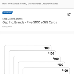 5 100 egift cards gap old navy and banana Republic