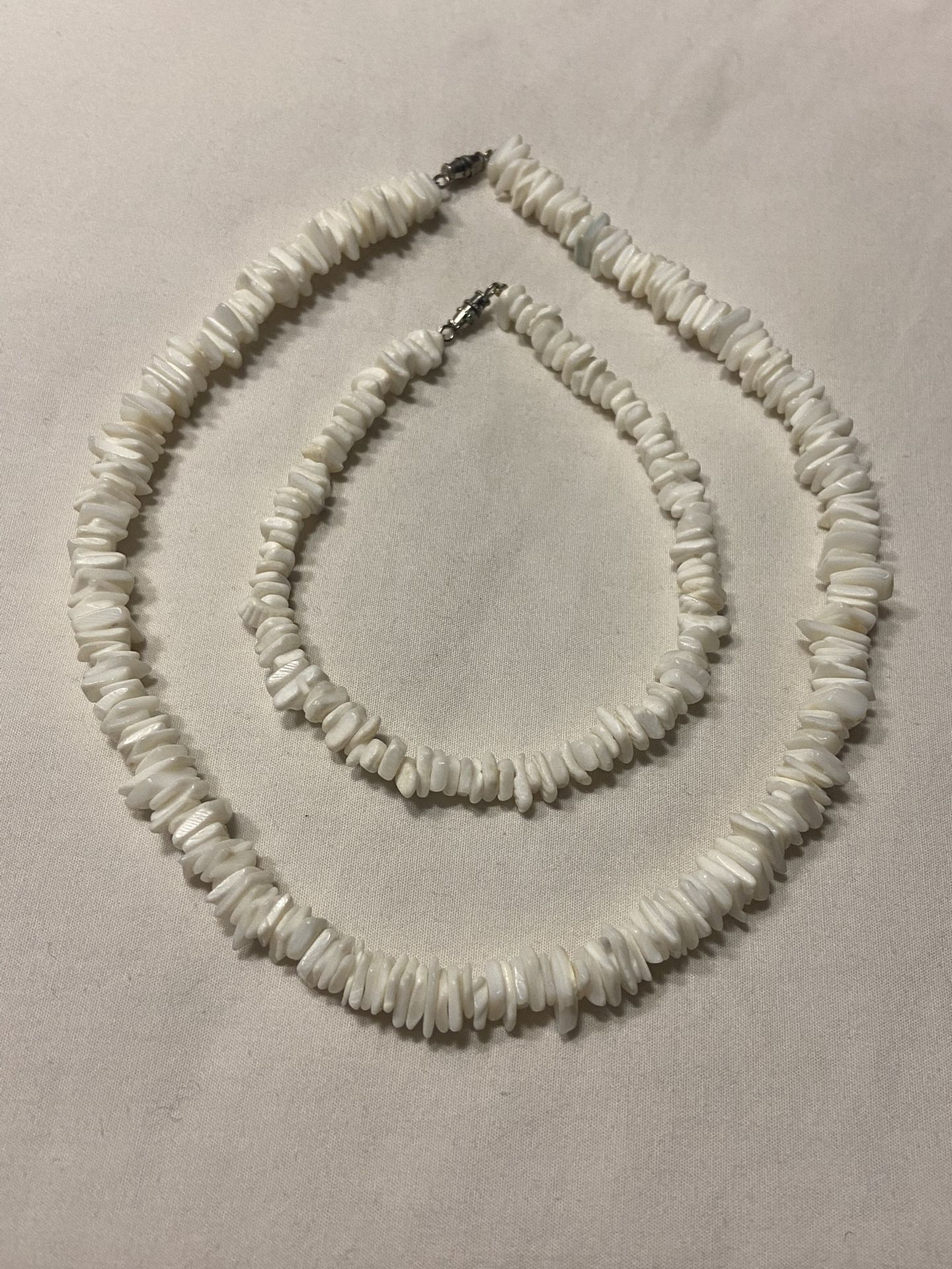 White Seashell Shell Necklace and Anklet Ankle Bracelet Set