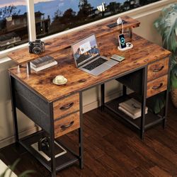 【NEW IN BOX】New 47 inch Computer Desk with 4 Drawers, Gaming Desk with LED Lights & Power Outlets, Home Office Desk with Large Storage Space for Bedro