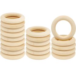 20PCS Natural Wood Rings for Crafts, Macrame Rings for DIY, Wooden Rings Without Paint, Pendant Connectors