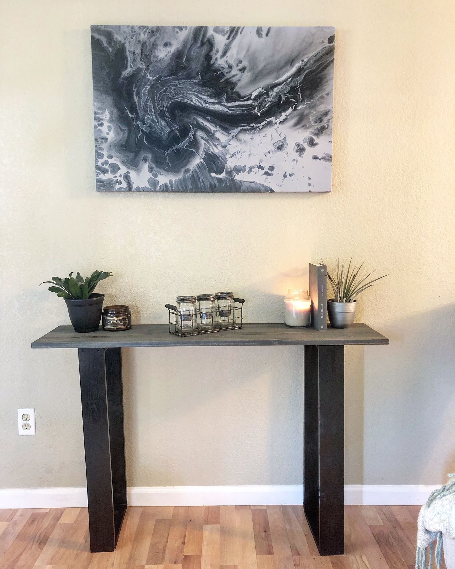 Rustic dark grey entry table