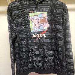 NASA Astronaut Hoodie Black Large Pullover W/English and Japanese Lettering
