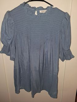 Rose + Olive Smocked Puff Sleeve Blouse – Size Medium
