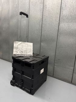 Folding Rolling Storage Crate with Handle and Wheels