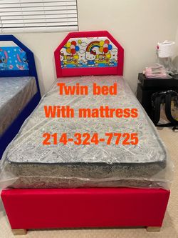 Twin beds with mattress