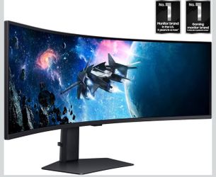 Samsung 49” Odyssey G9 Series DQHD 1000R Curved Gaming Monitor, 1ms(GtG), VESA DisplayHDR 1000, 240Hz, AMD FreeSync Premium Pro, Height Adjustable Sta