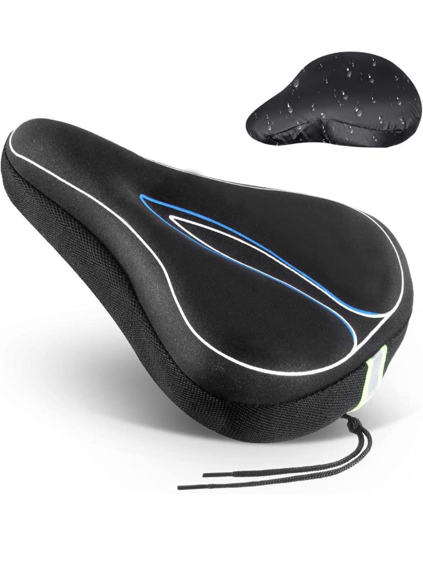 BRGOOD Memory Foam Bike Seat Cover, Extra Soft Bike Seat Cushion for Women Men, Comfortable Exercise Bicycle Saddle Cushion Fits Cruiser and Stationar